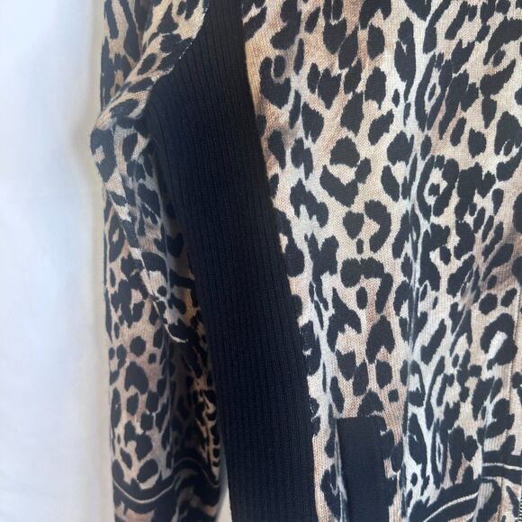 Chicos Zenergy Animal Print Zip Up Sweater Color Block 100% Cotton Size 1/8-10 - Picture 8 of 11